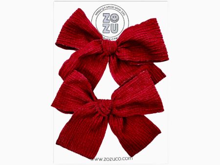 Deep Red Crinkle :: Mini Voyager Ribbon Pigtail Set Cheap