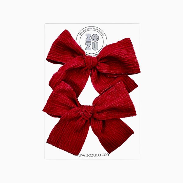 Deep Red Crinkle :: Mini Voyager Ribbon Pigtail Set Cheap