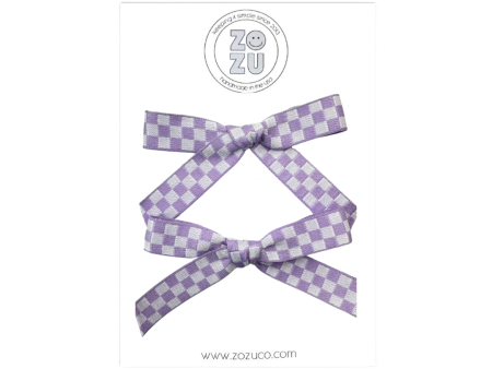 Lavender Check :: Mini Explorer Ribbon Pigtail Set on Sale