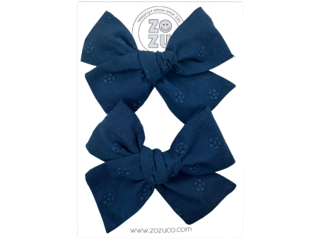 Navy Embroidered :: Mini Voyager Pigtail Set Cheap