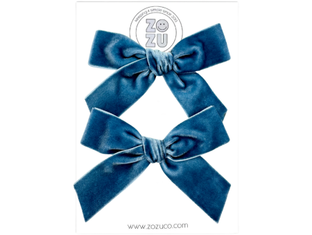 Steel Blue Velvet :: Mini Explorer Ribbon Pigtail Set Online now